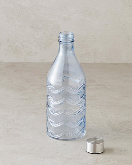 Premium Artisanal Blue Molten Glass Decorative Bottle