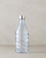 Premium Artisanal Blue Molten Glass Decorative Bottle