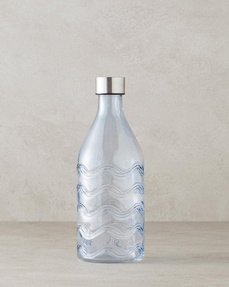 Premium Artisanal Blue Molten Glass Decorative Bottle