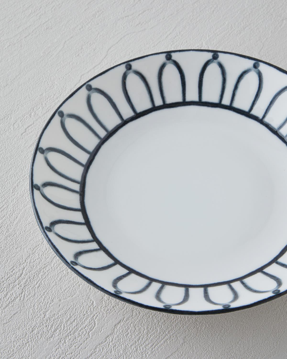Premium Porcelain Deep Coupe Plate   19cm   Black White