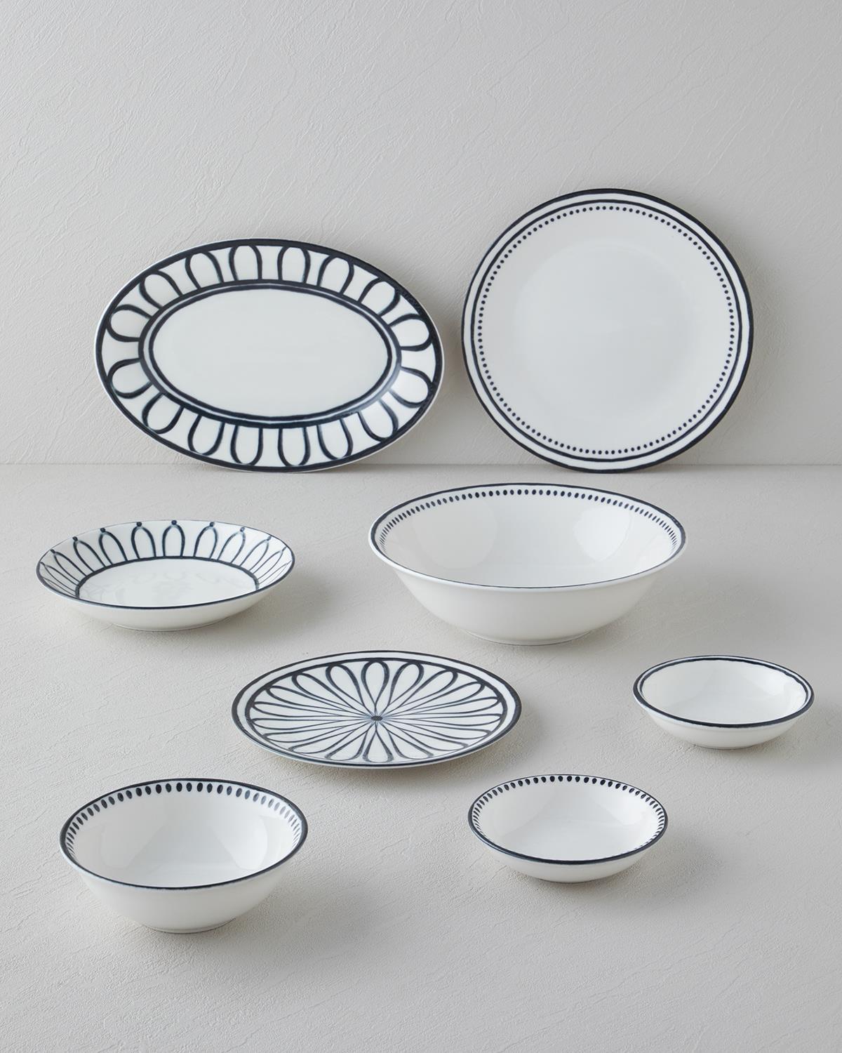 Premium Porcelain Dessert Plate Monarch Black White Serving