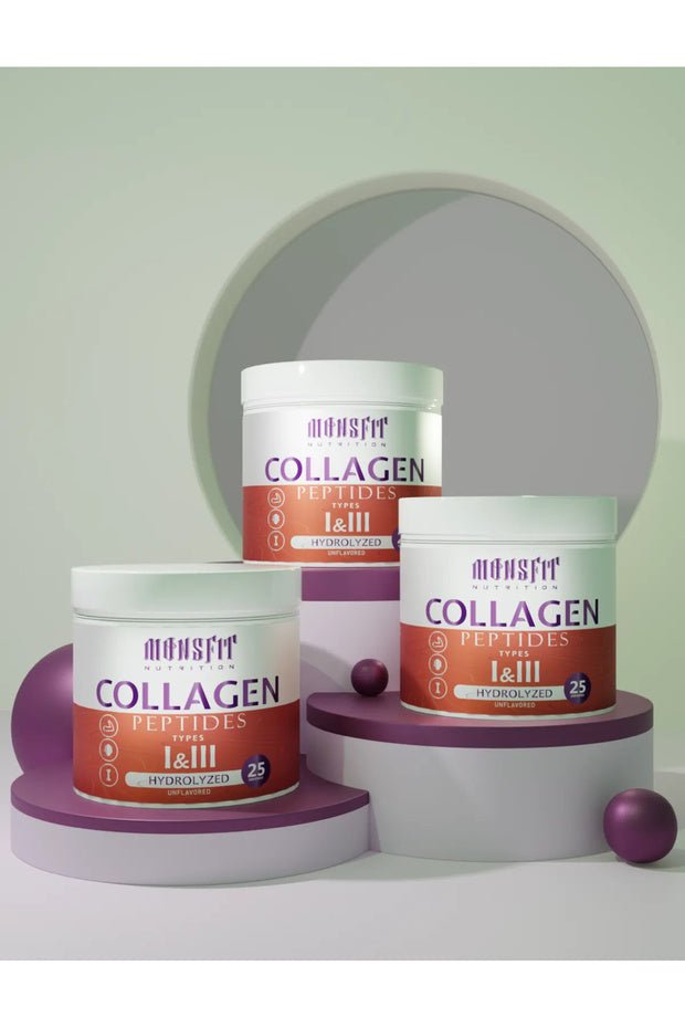 MONSFIT Collagen Peptides - 250g Hydrolyzed Type I & III, Unflavored - TryAladdin