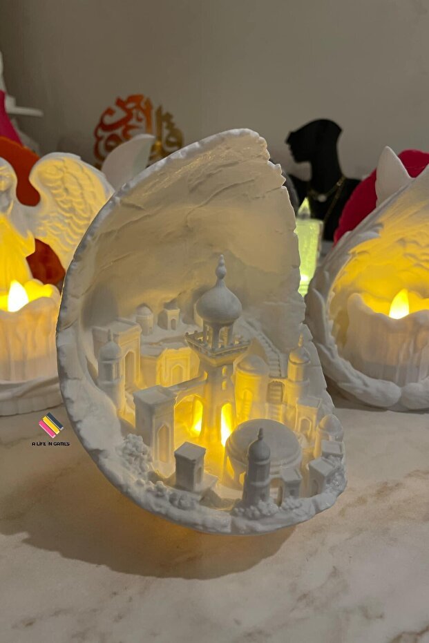 Moon City LED Decorative Object - 15cm Figurine with Tealight
