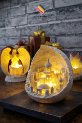 Moon City LED Decorative Object - 15cm Figurine with Tealight - TryAladdin