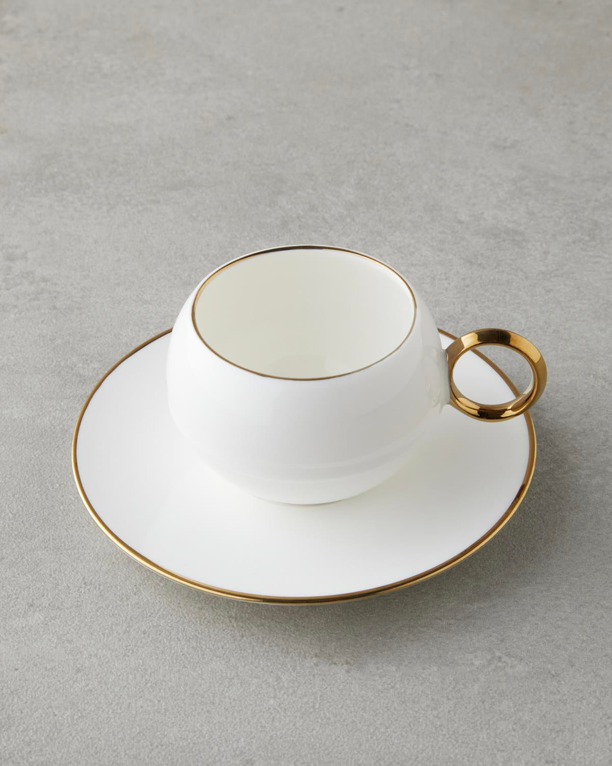 Professional Turkish Porcelain Coffee Cup Set 90ml White Gold 12 Piece