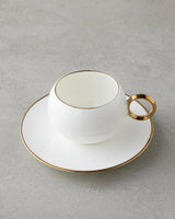 Professional Turkish Porcelain Coffee Cup Set 90ml White Gold 12 Piece