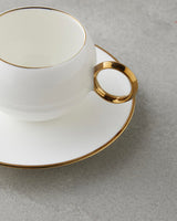 Professional Turkish Porcelain Coffee Cup Set 90ml White Gold 12 Piece
