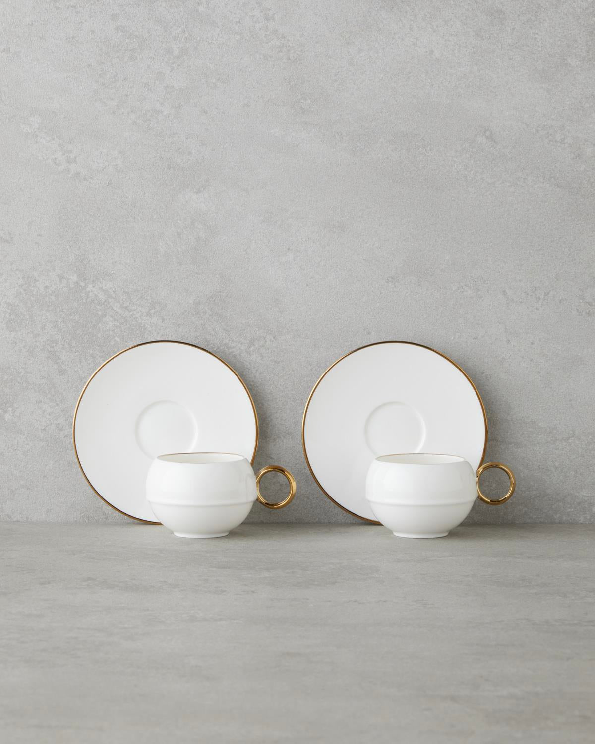 Professional Turkish Porcelain Coffee Cup Set 90ml White Gold 12 Piece