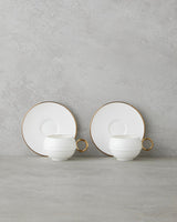 Professional Turkish Porcelain Coffee Cup Set 90ml White Gold 12 Piece