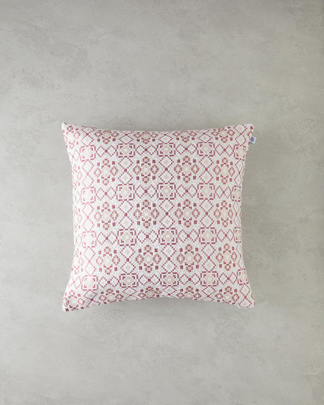 Premium-Mosaic-Pattern-Decorative-Cushion-Ecru-Burgundy