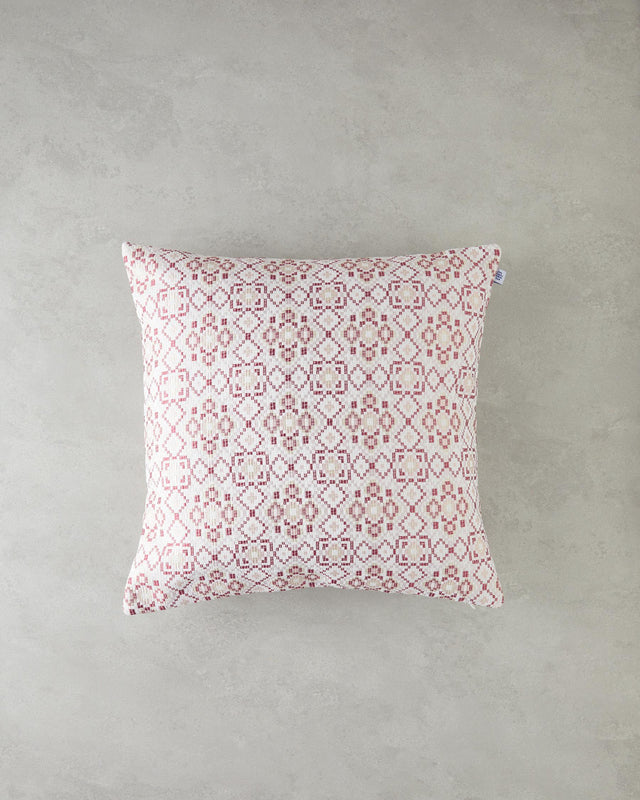 Premium-Mosaic-Pattern-Decorative-Cushion-Ecru-Burgundy