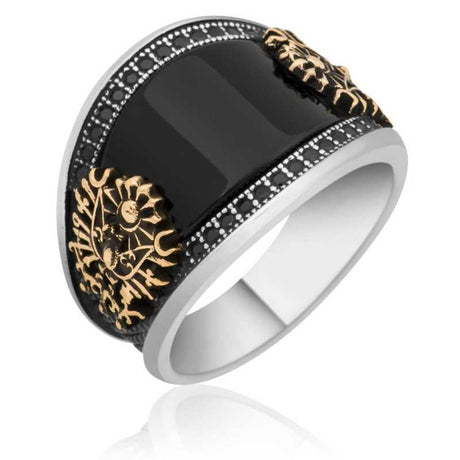 Men's Ring - Sterling Silver with Black Onyx & Ottoman Crest