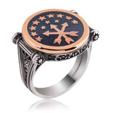 Premium Sterling Silver Circassian Flag Men's Ring