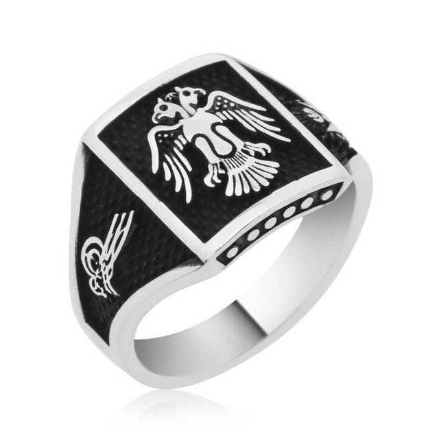 Premium Sterling Silver Double Headed Eagle Men's Ring