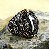 Premium Sterling Silver Mens Arabic Elif Script Ring