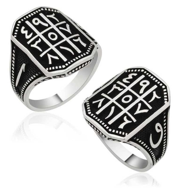 Premium Silver Abjad Numerology Men's Ring