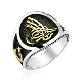 Premium Ottoman Tughra Silver Men's Ring