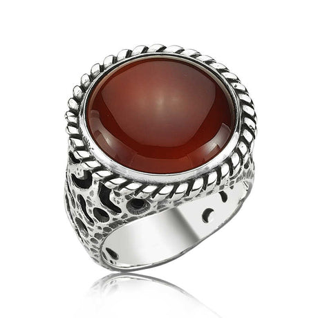 Men's Ring - Sterling Silver Braided Agate Gemstone Statement