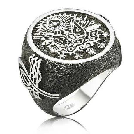 Premium Sterling Silver Ottoman Coat of Arms Mens Ring