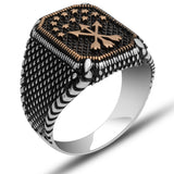 Premium Silver Circassian Flag Mens Ring