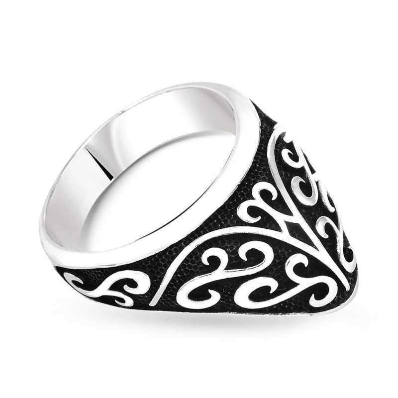 Artisan Silver Patterned Archer Thumb Ring