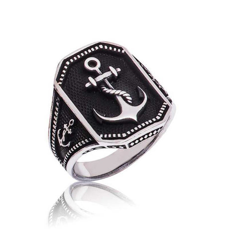 Premium Sterling Silver Anchor Men's Ring