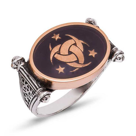Premium Historical Ottoman Triple Crescent Silver Men's Ring