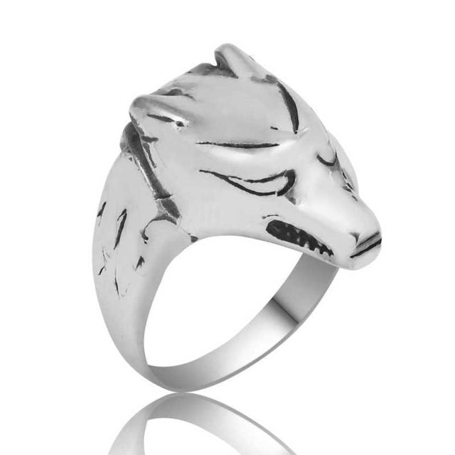 Premium Sterling Silver Wolf Head Men's Ring