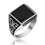 Premium Sterling Silver Square Onyx Men's Ring