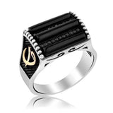 Men's Ring - Sterling Silver Black Onyx Elif Vav Statement Ring