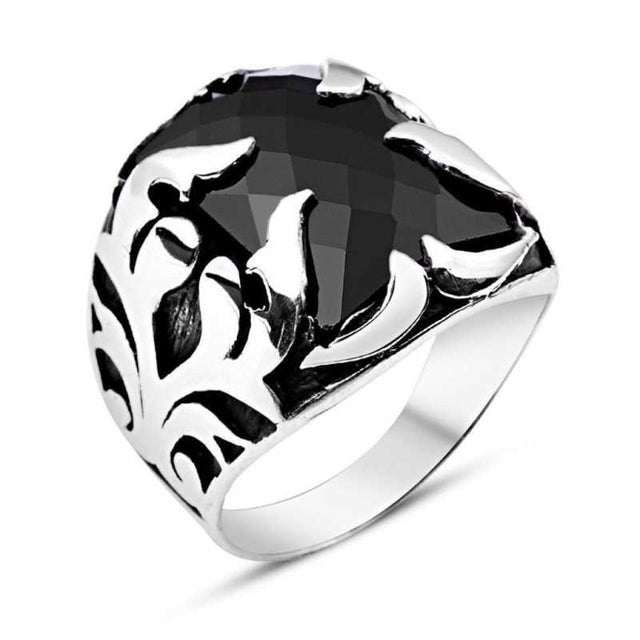 Premium Sterling Silver Black Onyx Mens Ring