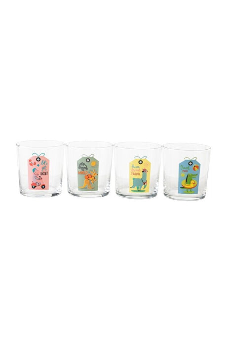 Mudo Home Designer Animal Print Drinking Glass Set - 4 Piece x 380ml - TryAladdin