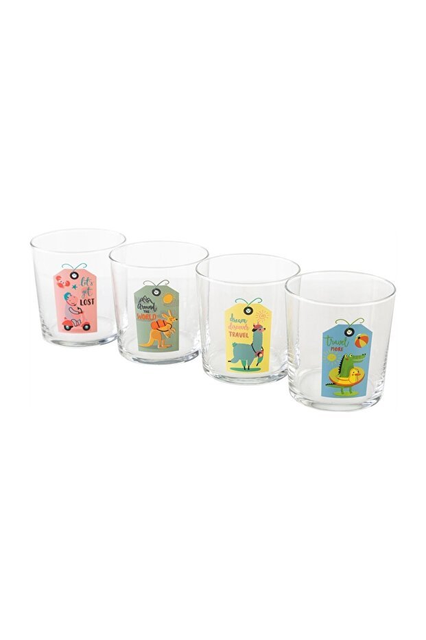 Mudo Home Designer Animal Print Drinking Glass Set - 4 Piece x 380ml - TryAladdin