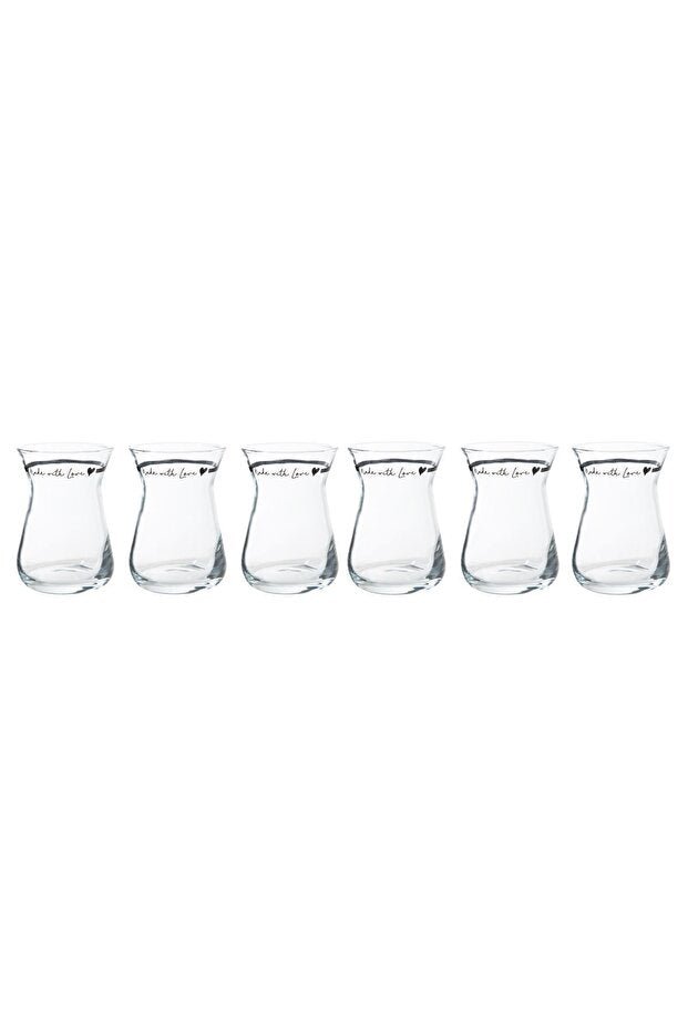 Mudo Home Premium Turkish Tea Glass Set - Love Design - 6 Piece - TryAladdin