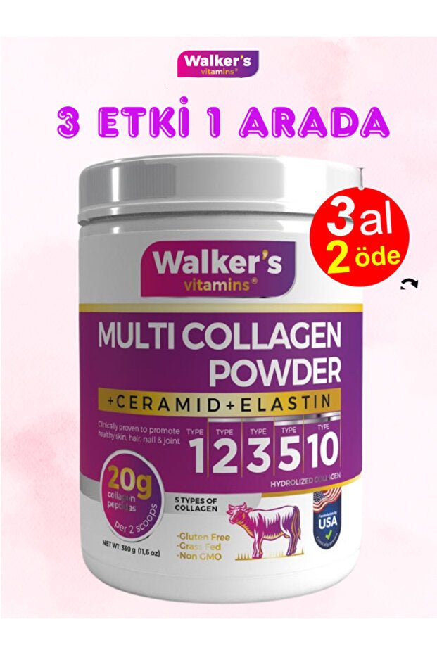 Multi Collagen Powder - 5 Types, Ceramide & Elastin, 330g - TryAladdin