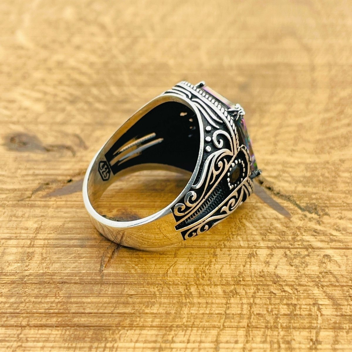 Multi Color Silver Ring