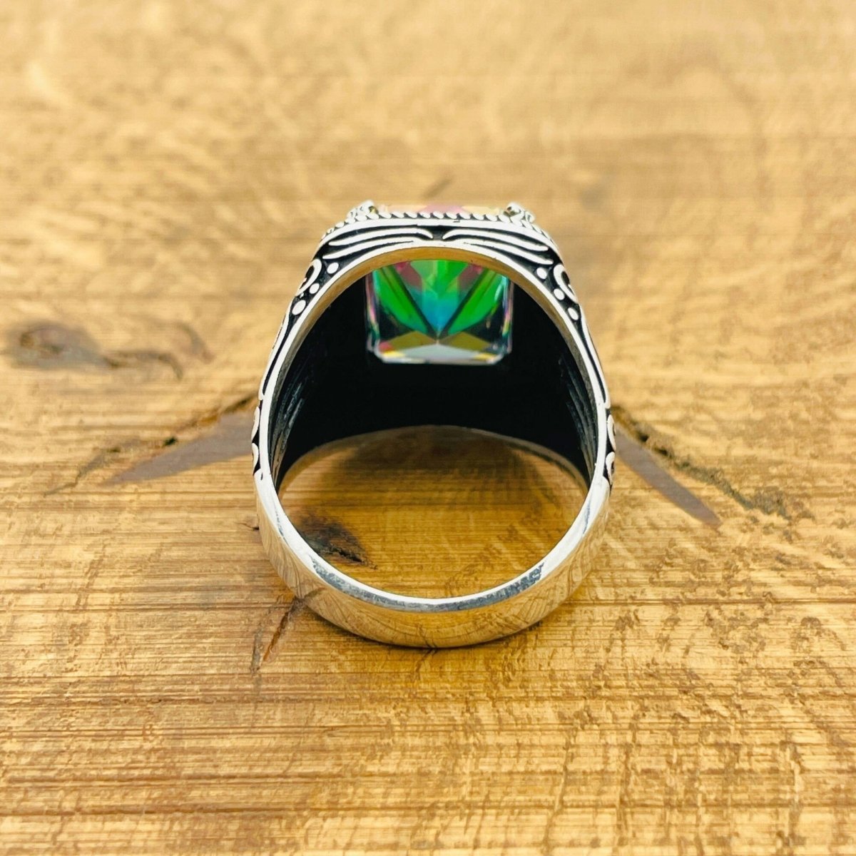 Multi Color Silver Ring