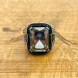 Multi Color Silver Ring