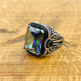 Multi Color Silver Ring