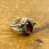 Multi Stone Reversible Ring, Red Ruby and White Zircon