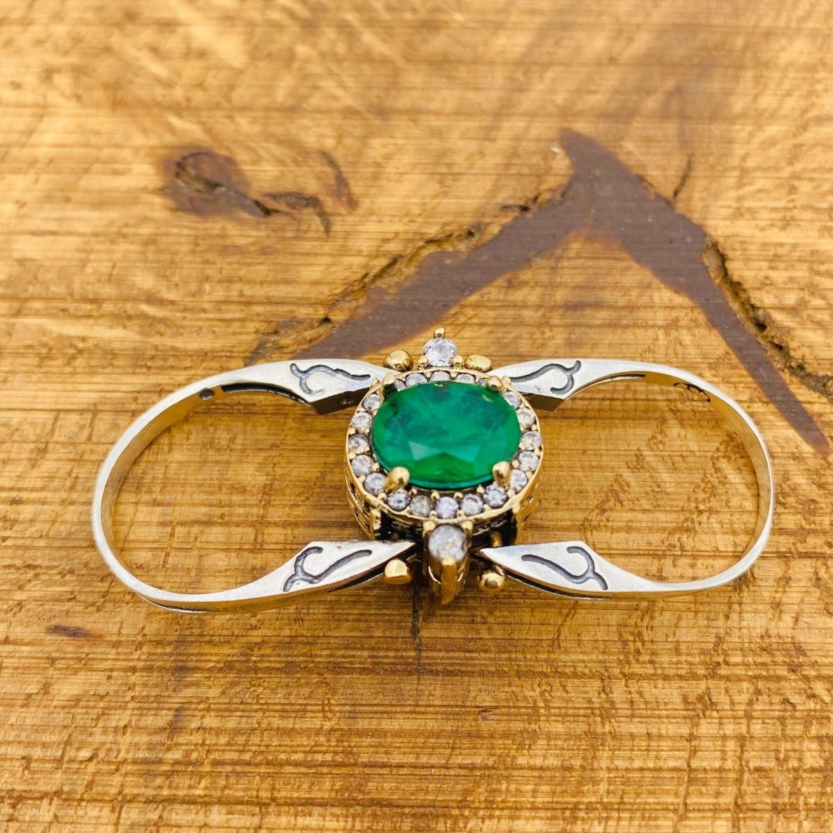 Multi Stone Ring, Emerald & Aqua Oval