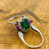 Multi Stone Ring, Emerald & Ruby Oval