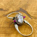 Multi Stone Ring, White Zircon & Citrine Oval