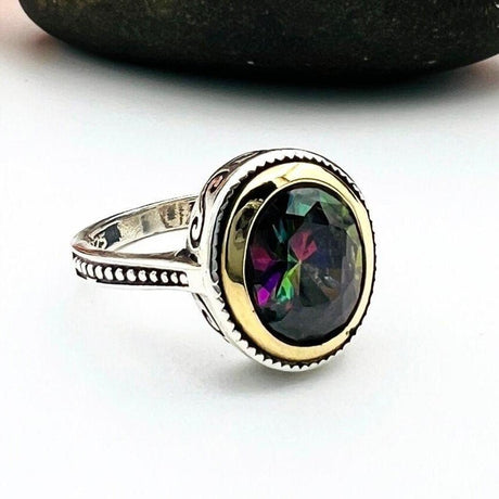 Mystic Topaz Multicolor Stone Women's Ring