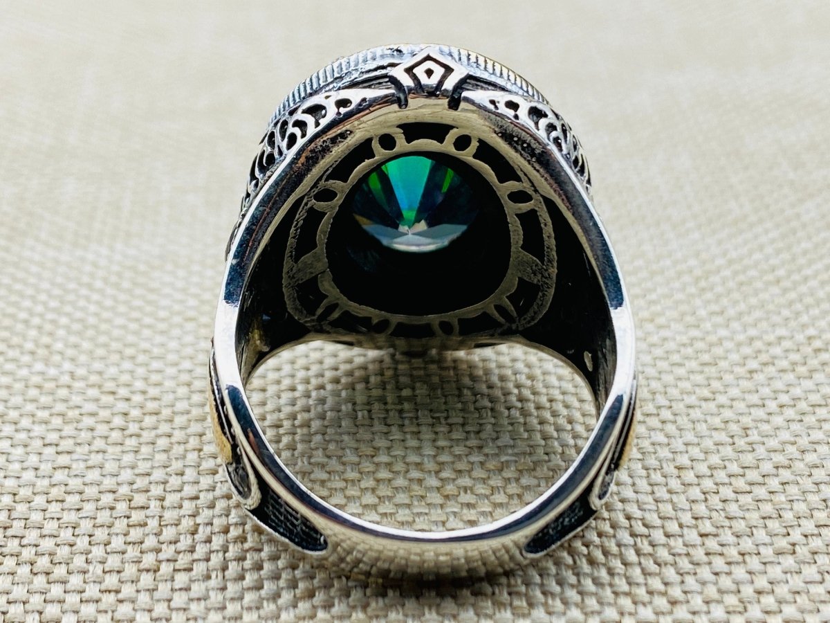 Mystic Topaz Stone Men's Silver Ring