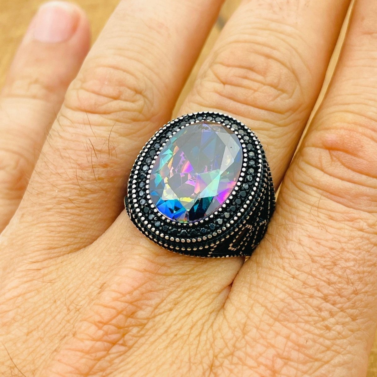 Mystic Topaz Stone Ring