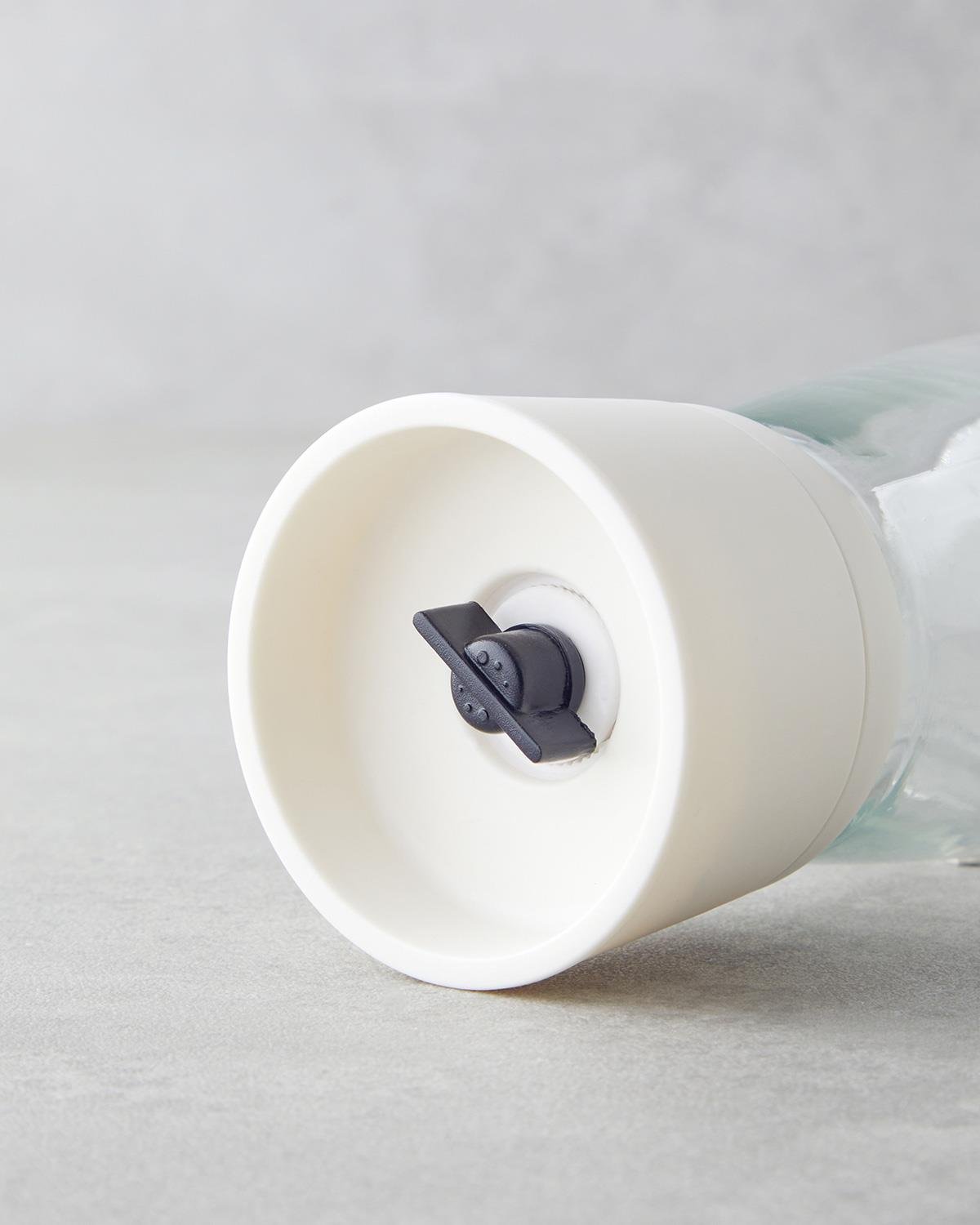 Professional Glass Spice Mill White 13cm Adjustable Ceramic