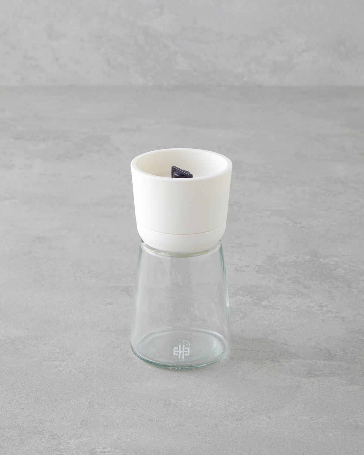 Professional Glass Spice Mill White 13cm Adjustable Ceramic