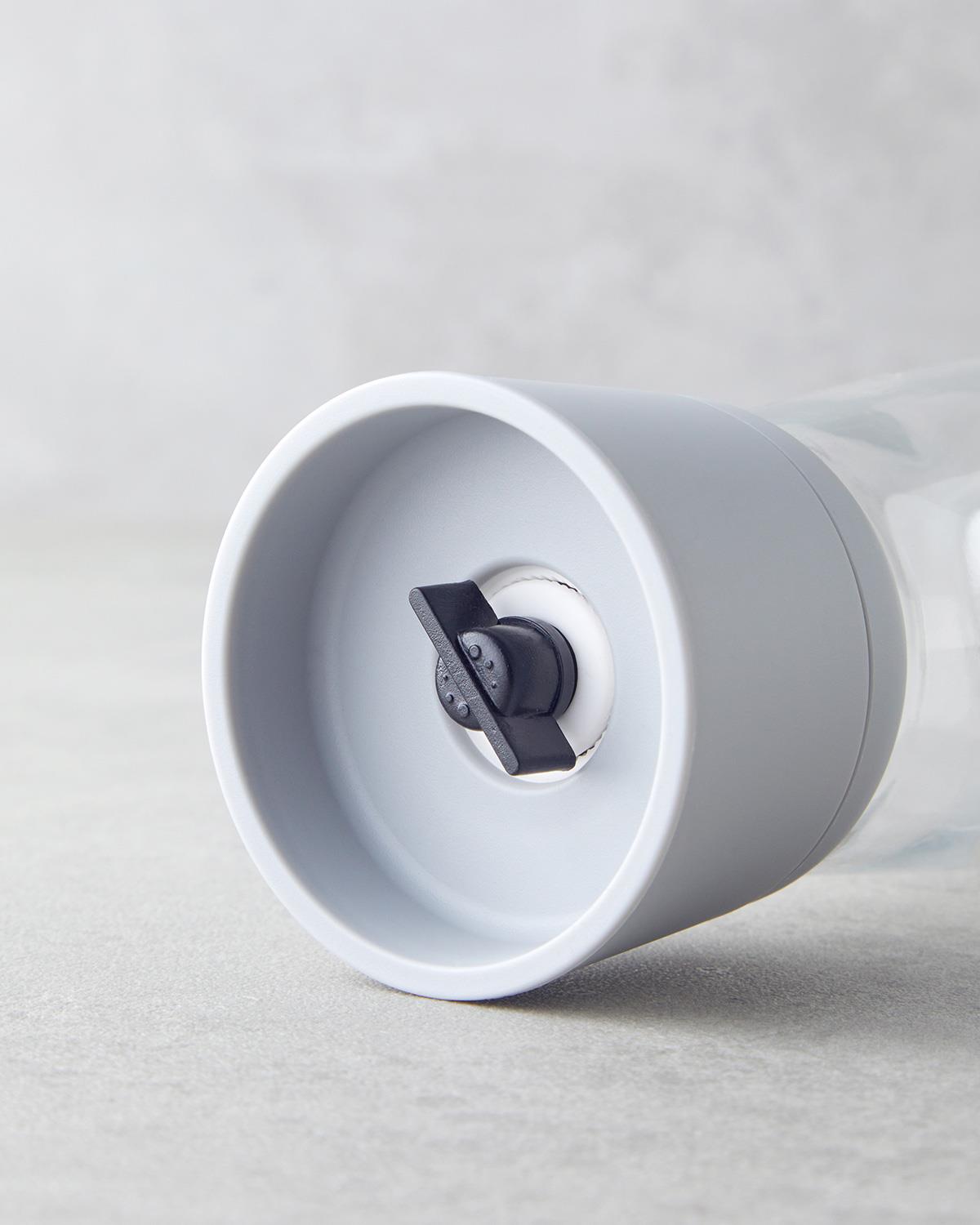 Premium Glass Manual Grinder   Modern Grey Finish