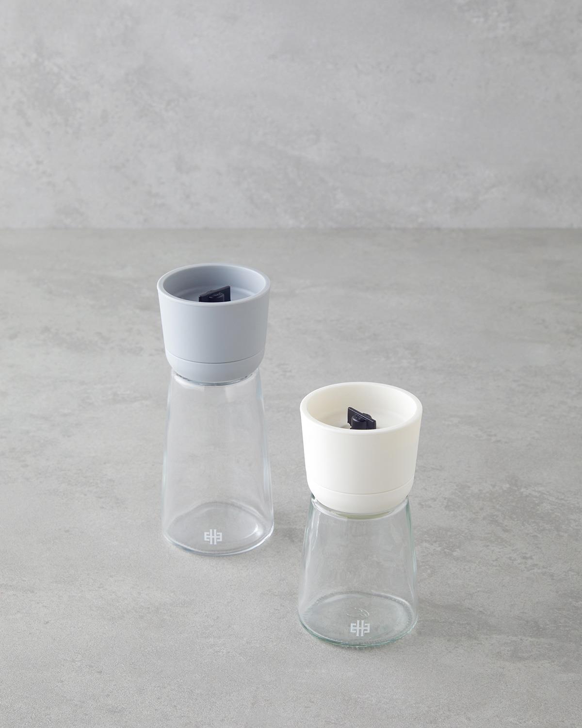 Premium Glass Manual Grinder   Modern Grey Finish